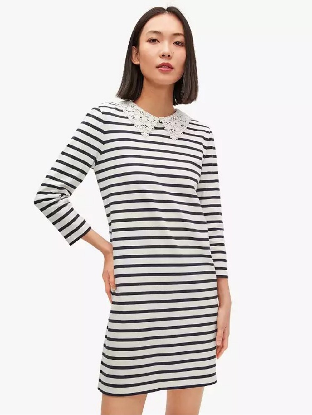 Kate Spade New York Lace Collar Striped Tee Dress – Size Small (NWT)